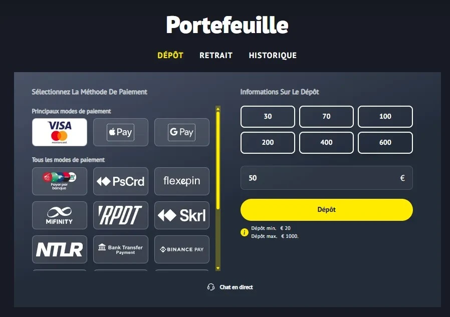 Dépôt et Retrait — Yonibet solutions pour les transactions Dépôt et Retrait — Yonibet